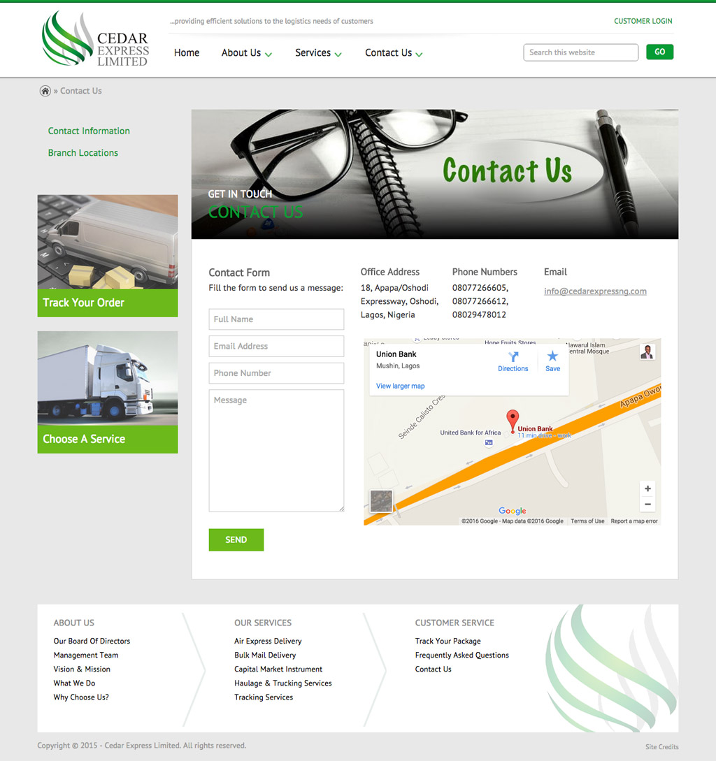 cedar-express-website-contact-page-design